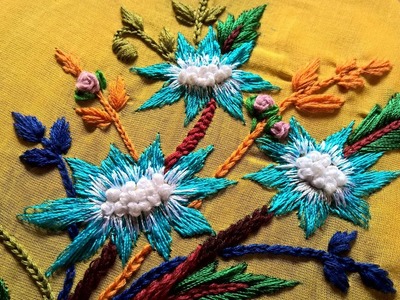 Hand embroidery.  Hand embroidery flowers  for beginners. embroidery stitches tutorial.