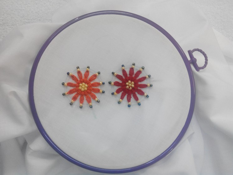 Hand Embroidery - Lazy Daisy with Beads Stitch