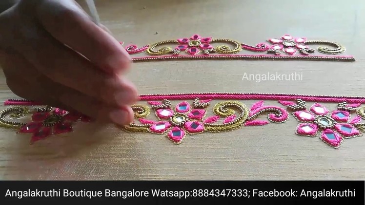 Hand Embroidery_Mirror work and Thread work embroidery blouse designs by Angalakruthi boutique Banga