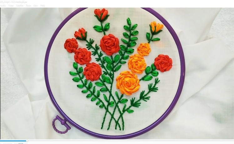 Hand Embroidery - Ribbon Roses and Bud Stitch
