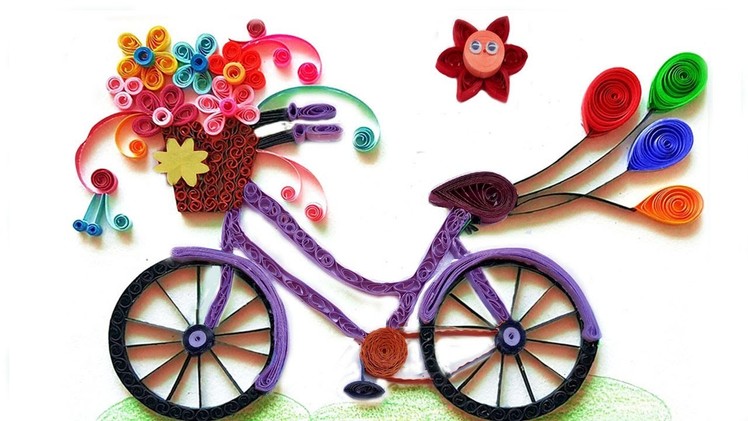 How To Make Quilling Bicycle with Flowers | Paper Quilling Art