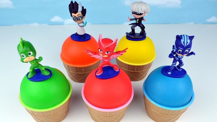 Learn Colors PJ Masks Finger Family Nursery Rhymes Kids Play Doh Ice Cream Disney Cars & Spider-Man