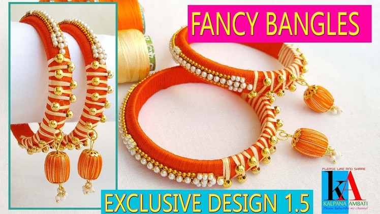 Making of designer fancy silk thread bangles | orange bangles Exclusive model at home