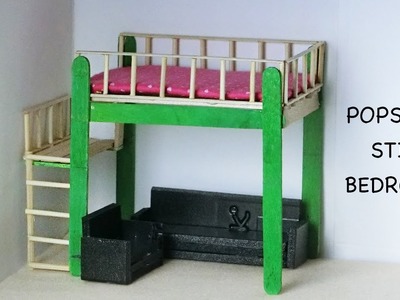 Miniature Doll Bedroom & Furniture | Easy Popsicle stick Crafts