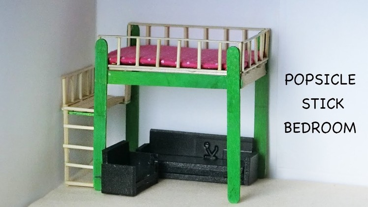 Miniature Doll Bedroom & Furniture | Easy Popsicle stick Crafts