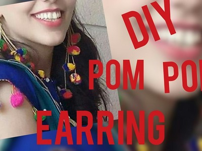 Multi coloured pom poms earring