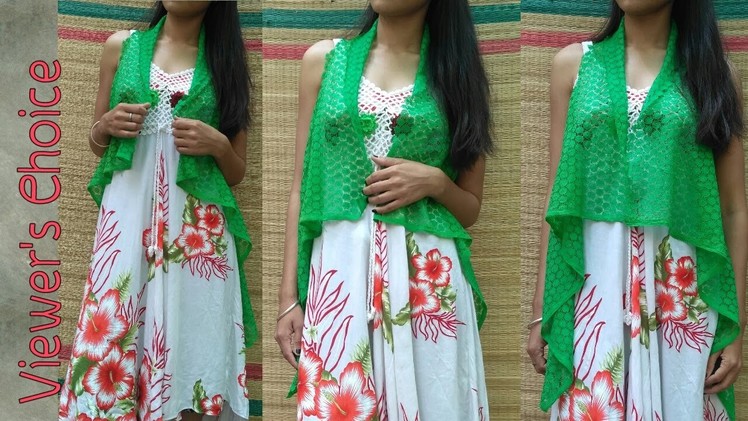 NO SEW DIY : How To Make A Lace Cardigan With Old Scarf.Reuse Scarf.Dupatta.VIEWER'S CHOICE VISHA G