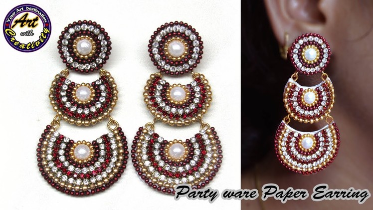 Party wear paper Earring | Jewelry | Made with Paper | Art with Creativity 212