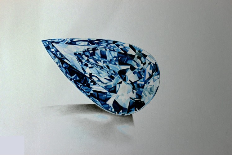 Realistic watercolor diamond drawing