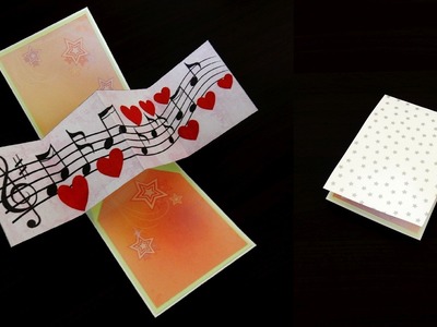 Twist and pop music card - pop up card by template - EzyCraft