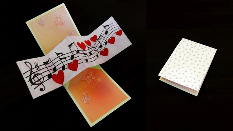 Twist and pop music card - pop up card by template - EzyCraft