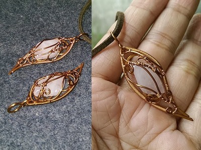Wire pendant with stone no holes - How to make wire jewelery 248