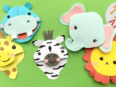 5 Safari Animal Bookmark DIYs - Zebra, Lion, Giraffe, Elephant, Hippo Bookmark Corner DIYs