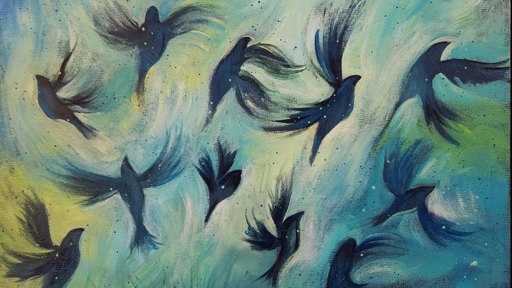 Abstract Birds in Flight Acrylic Painting Tutorial LIVE Beginner Step by Step Lesson
