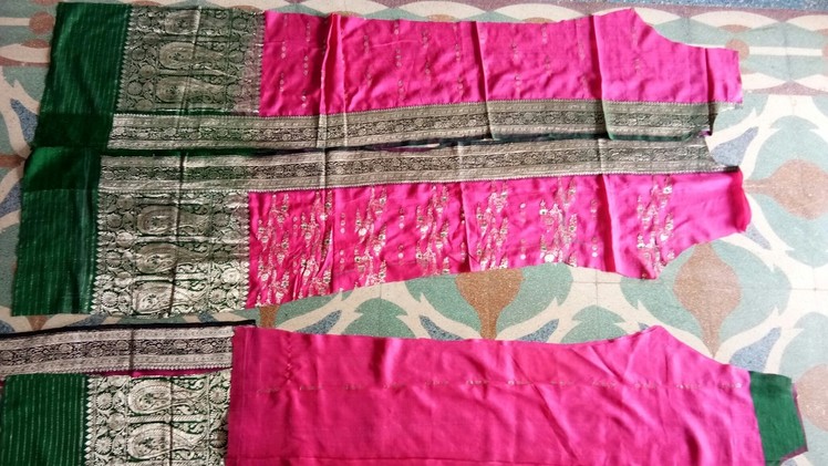 DIY. How to cut a long kurta party wear from old border saree