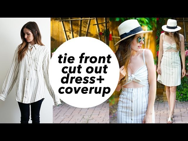 DIY tie front cut-out dress or swim cover up refashion