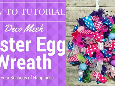Easter Egg Wreath, Deco Mesh Wreath, Deco mesh Easter egg wreath, Spring wreath