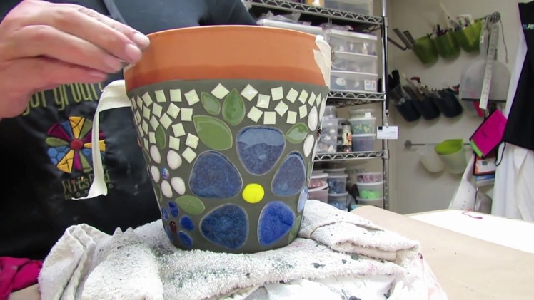 Easy Mosaic Ceramic Flower Pot, Part 2
