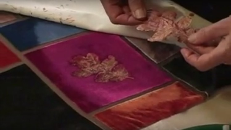Fabric Surface Design - Leaf Embossing onto Velvet Fabric Technique