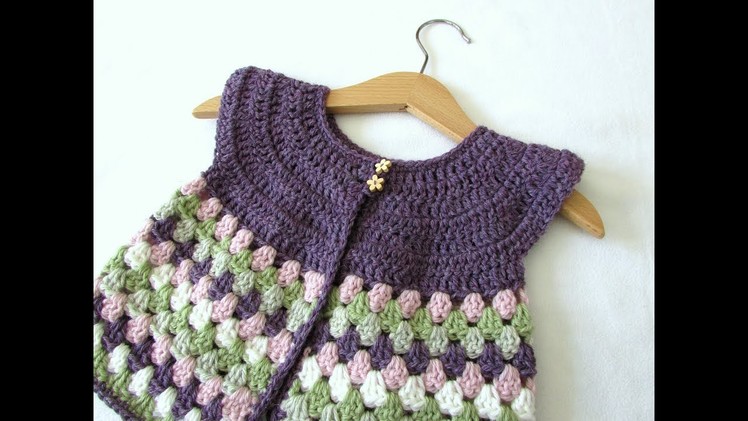 How to crochet a baby. girl's granny stripe cardigan
