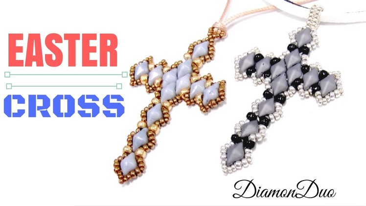 How to make a Easter Cross with DiamonDuo beads - Beading Ideas