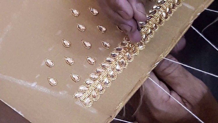 Making of KUNDAN and JARDOSI work on tissue blouse - hand embroidery making video