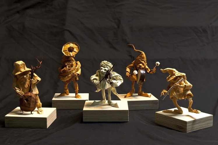 Origami Dwarf orchestra (designed by Eric Joisel) folded by me