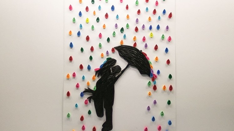 Quilled Couple In Rain Wall Art | Magic Quill