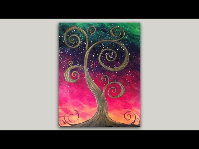 Whimsical Old Tree Acrylic Painting