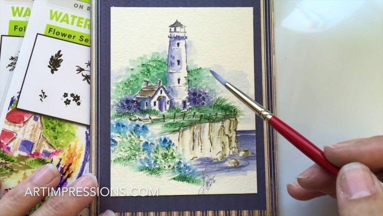 Ai Watercolor - Lighthouse & Cliff
