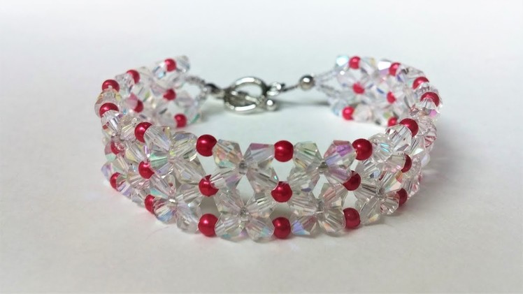Crystal beads jewelry project. How to make an easy bracelet at home