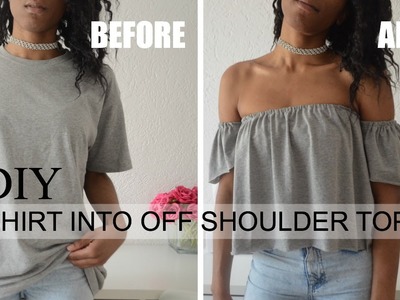 DIY CLOTHING HACK | T-shirt into off the shoulder top