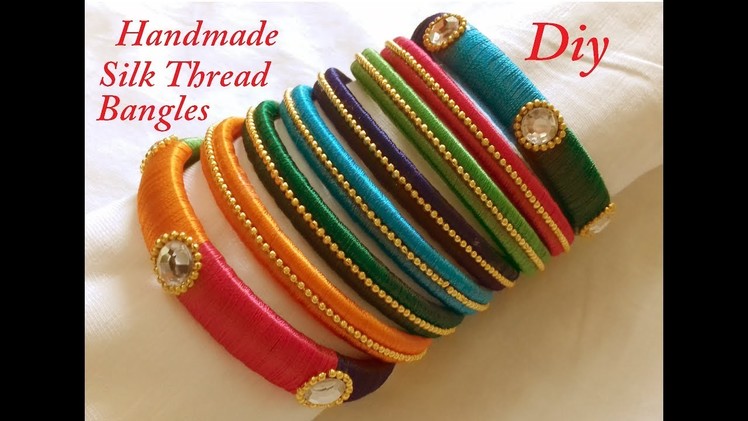 DIY || making of easy and simple silk thread thin bangles at home || DIY silk thread bangle tutorial