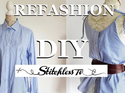 DIY Refashion men's shirt into a strappy camisole top