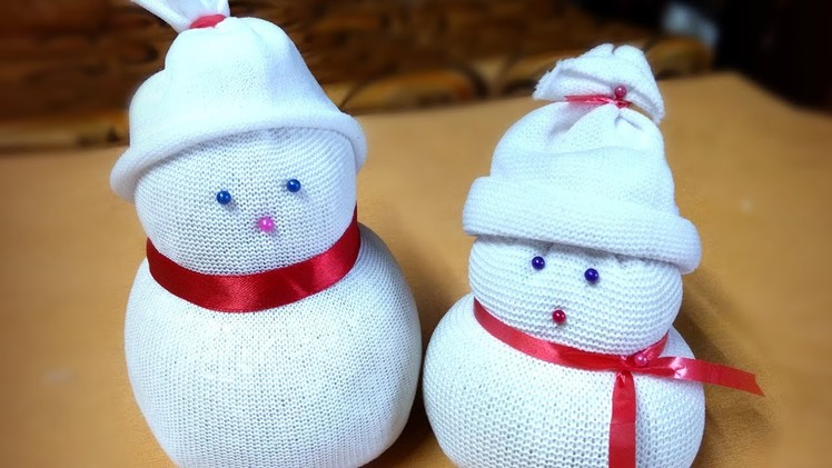 Diy snowman. socks snowman. how to make doll. socks crafts. Ganesh festival decoration crafts