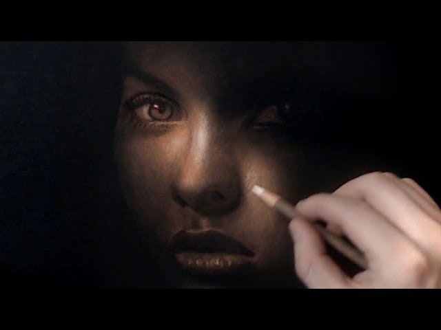 Drawing Girl on black paper - Dark Intentions - Art Video
