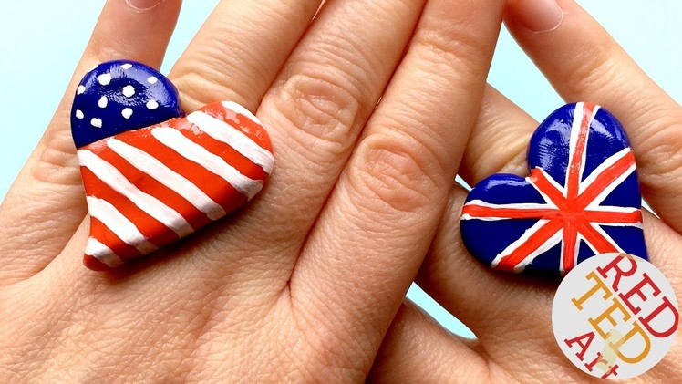 Easy American Flag Ring DIY - Polymer Clay DIY Rings - 4th July DIY - US Flag DIY