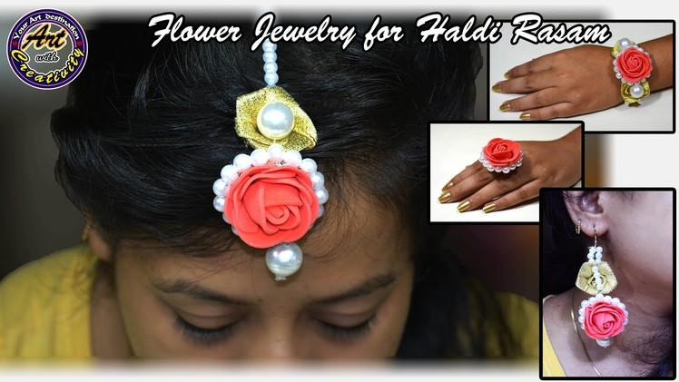 Flower Jewelry for haldi rasam | Set of 5 | Jewllery | Art with Creativity 213