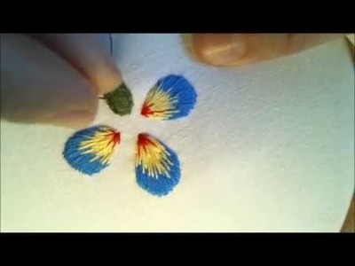 Flower Petal Satin Stitching - Silk shading - Thread Painting
