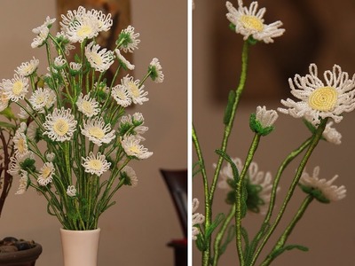 French beaded flowers - wild daisy- Featured in Bead & Jewellery magazine.  Bead Flora Studio