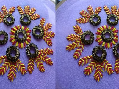 Hand Embroidery Flower Design - Lazy Daisy Stitches by Amma Arts