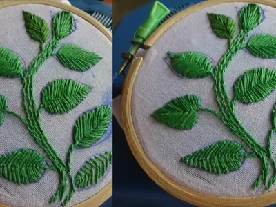 Hand Embroidery Leaf Stitches by Amma Arts