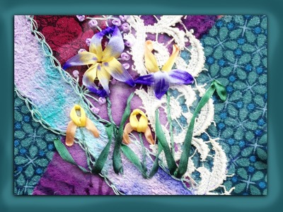 How to embroider a silk ribbon iris flower group