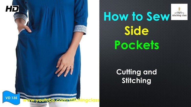 How to Sew Side Pocket in Kurti. Kameez, Side Pocket Cutting and Stitching