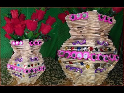 Icecream sticks flower pot home decorative DIY