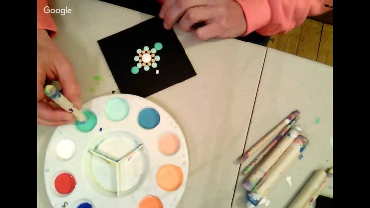 Orange & Turquoise Dot Mandala Painting