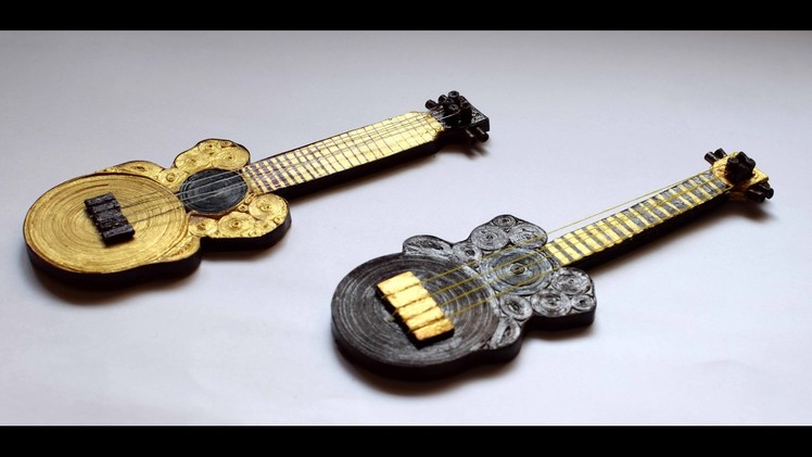 Quilled Miniature Guitar. Quilled Guitar. Quilled Instrument
