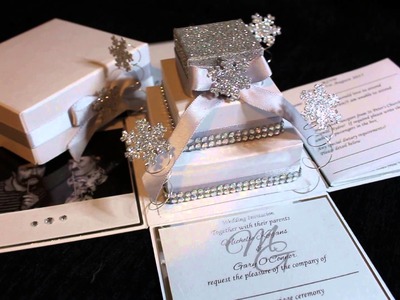 Snowflake Exploding Box Wedding Invitation