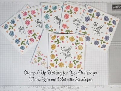 Stampin'Up Falling for You One Layer Thank You Card Set with Envelopes