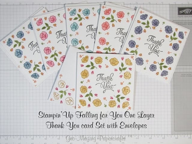 Stampin'Up Falling for You One Layer Thank You Card Set with Envelopes